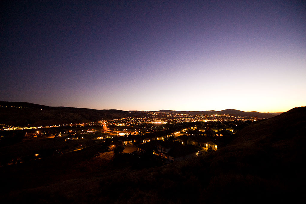 Kamloops with sunset in background