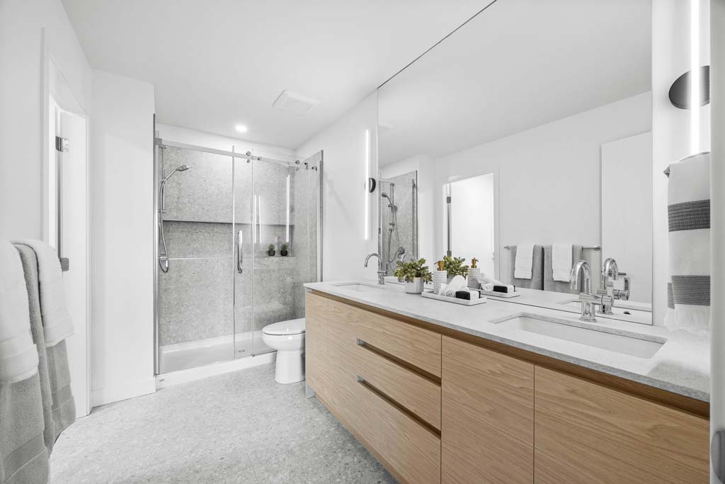 Kitchen sink with large picture window overlooking the valley and surrounding hills